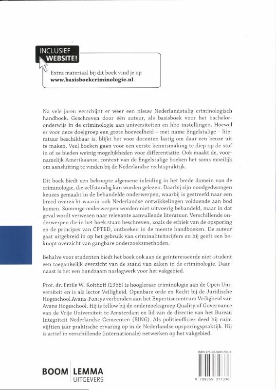Achterkant van Basisboek criminologie