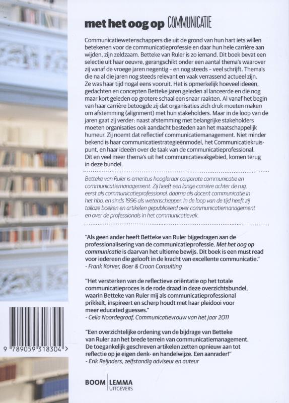 Achterkant van Met het oog op communicatie