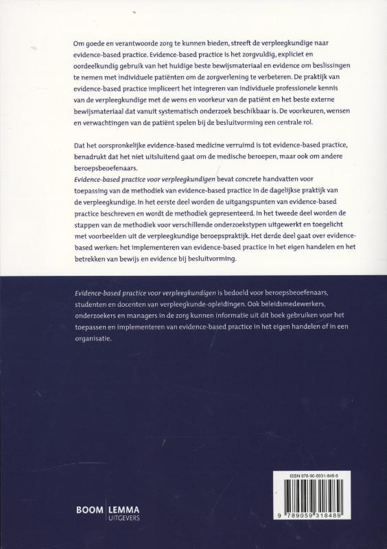 Achterkant van Evidence-based practice voor verpleegkundigen