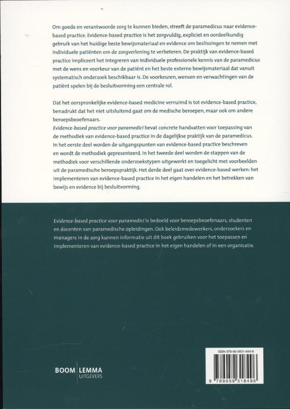 Achterkant van Evidence-based practice voor paramedici