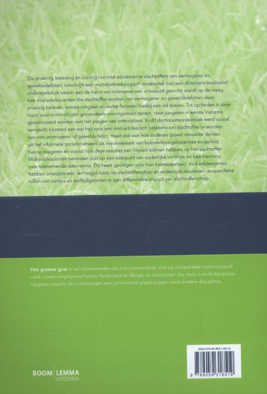 Achterkant van De ervaring, beleving en coping van mid-adolescente slachtoffers van vermogens- en geweldsdelicten
