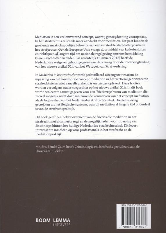 Achterkant van Mediation in het strafrecht