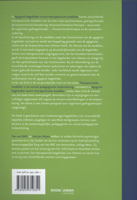 Achterkant van Agogisch begeleiden vanuit therapeutische modellen