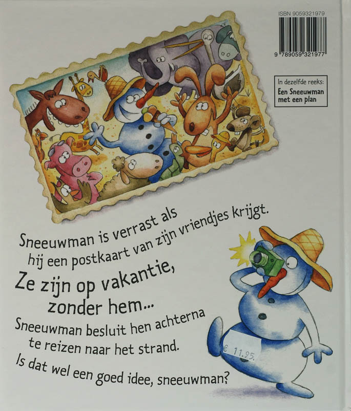 Achterkant van Sneeuwman gaat op reis