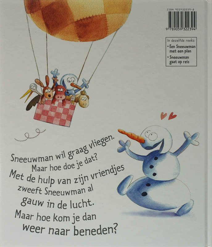 Achterkant van Sneeuwman in de lucht