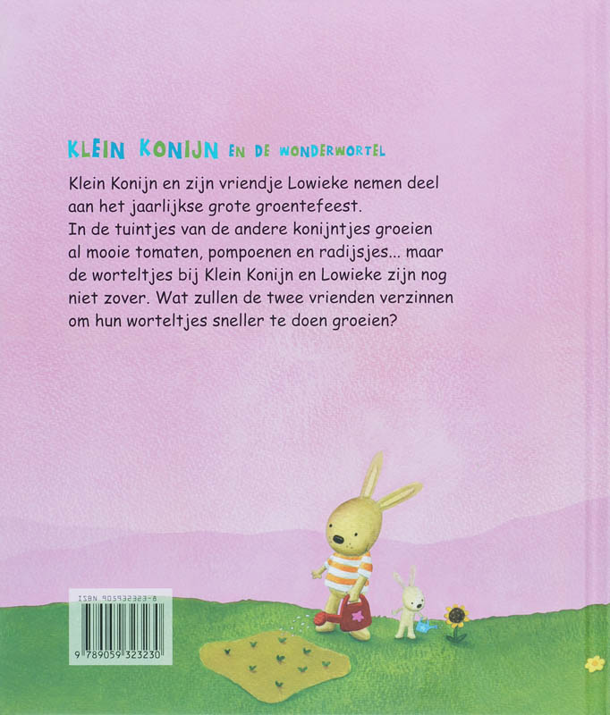Achterkant van Klein konijn en de wonderwortel