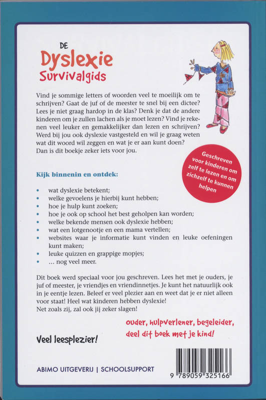 Achterkant van De dyslexie survival gids