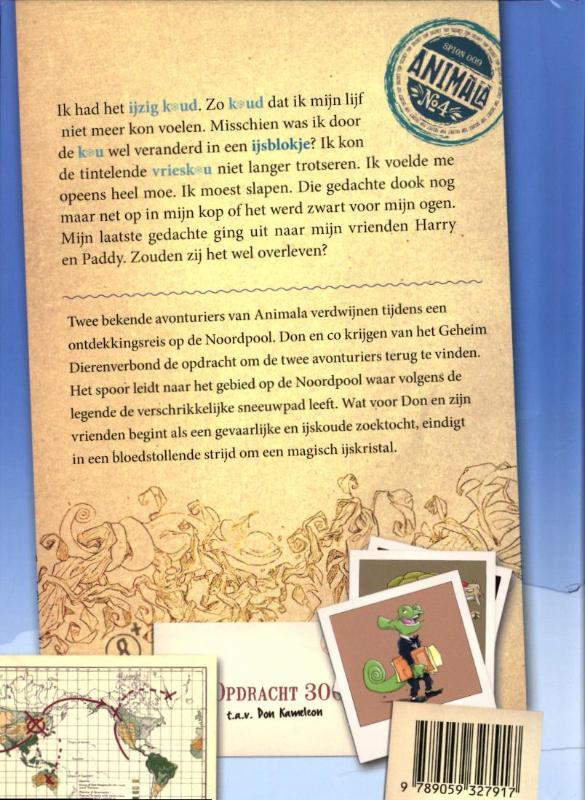 Achterkant van Don Kameleon en de verschrikkelijke sneeuwpad
