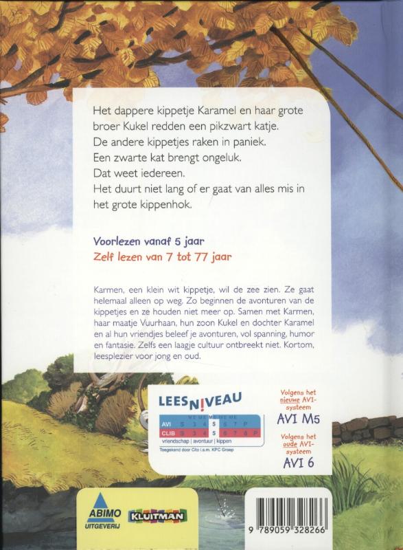 Achterkant van Gekakel bij de kippetjes