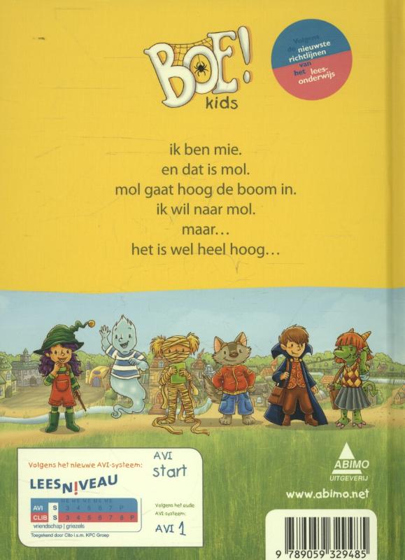 Achterkant van Mie en mol in de boom