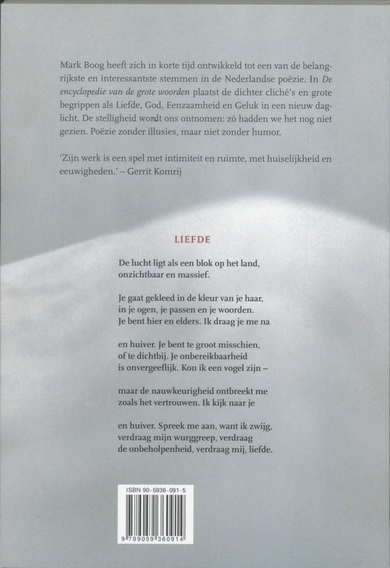 Achterkant van De encyclopedie van de grote woorden