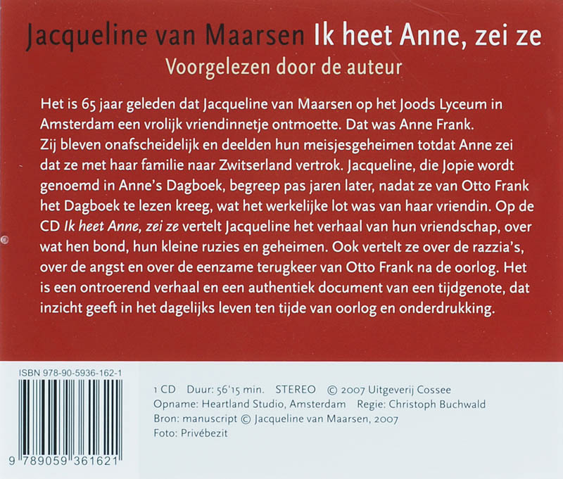 Achterkant van Ik heet Anne zei ze