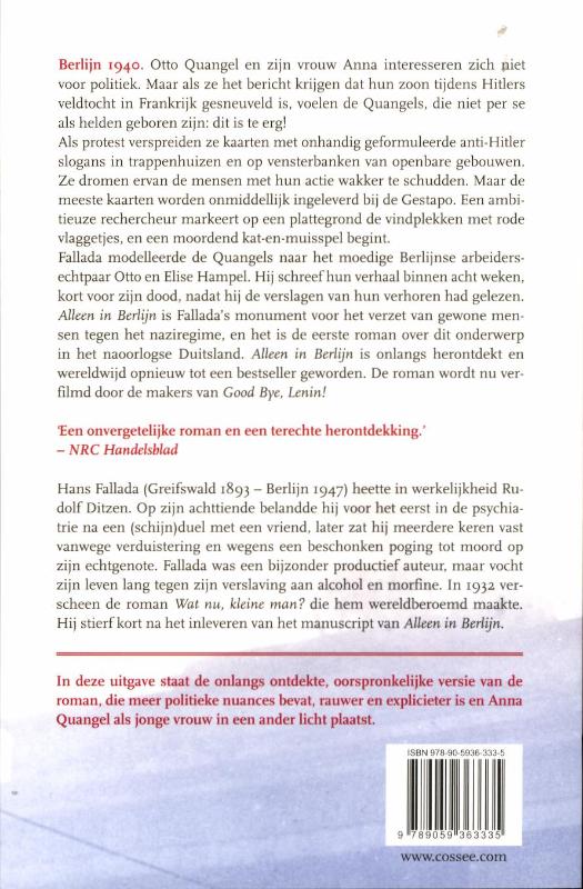 Achterkant van Alleen in Berlijn