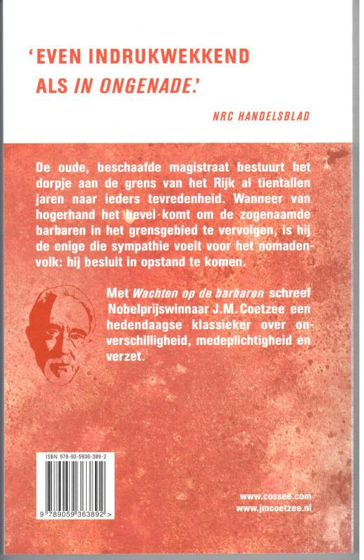 Achterkant van Wachten op de barbaren