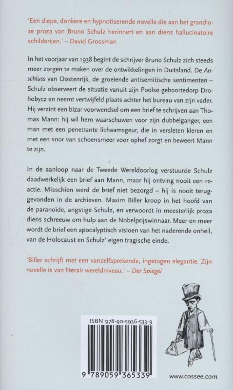 Achterkant van De verloren brief aan Thomas Mann