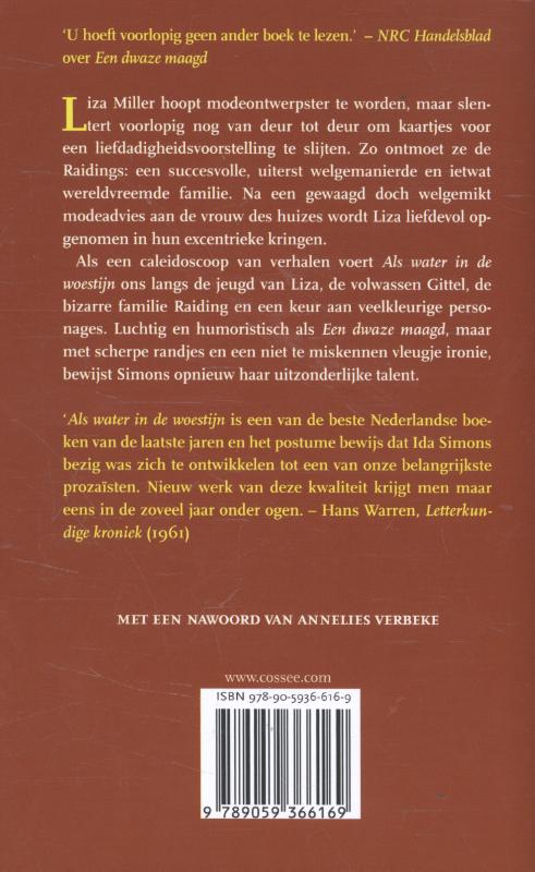 Achterkant van Als water in de woestijn