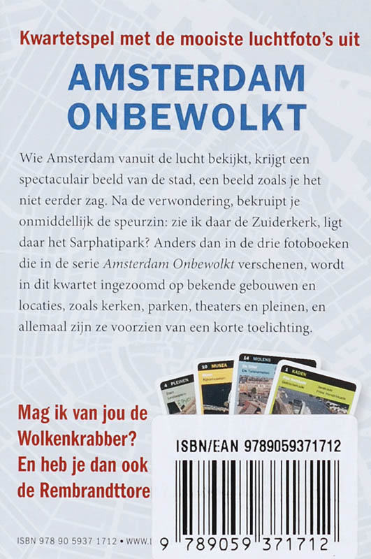 Achterkant van Amsterdam onbewolkt kwartetspel