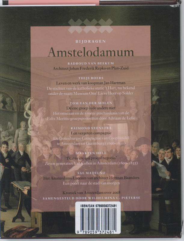 Achterkant van Hondereerste Jaarboek van het genootschap Amstelodamum