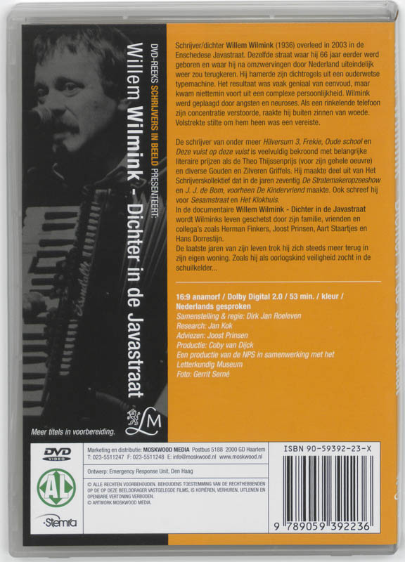 Achterkant van Willem Wilmink Dichter in de Javastraat