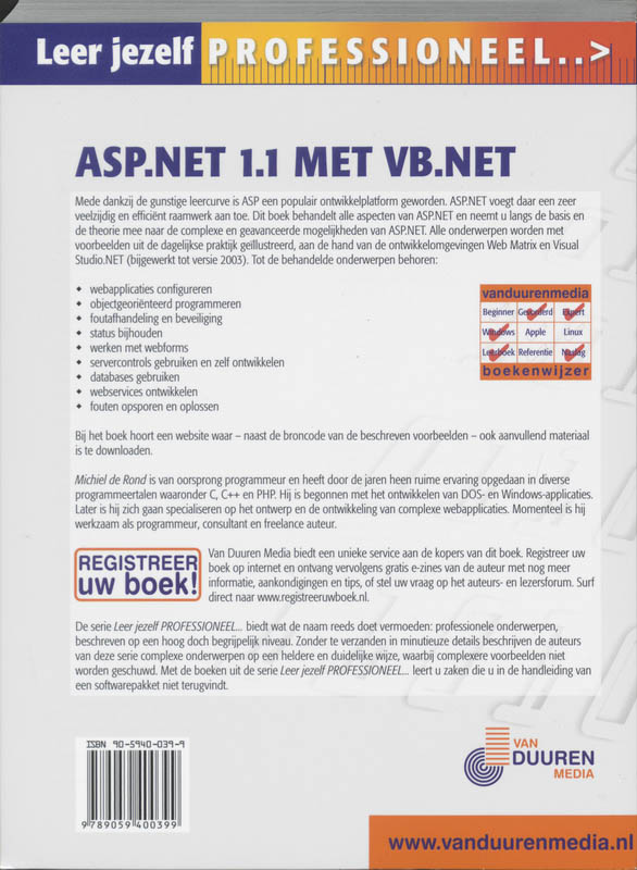 Achterkant van ASP.Net 1.1 met VB.NET