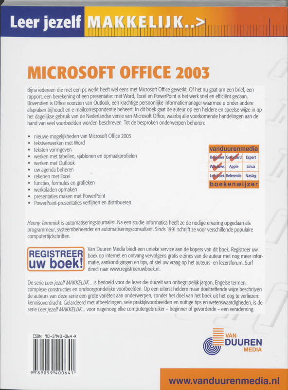 Achterkant van Microsoft Office 2003
