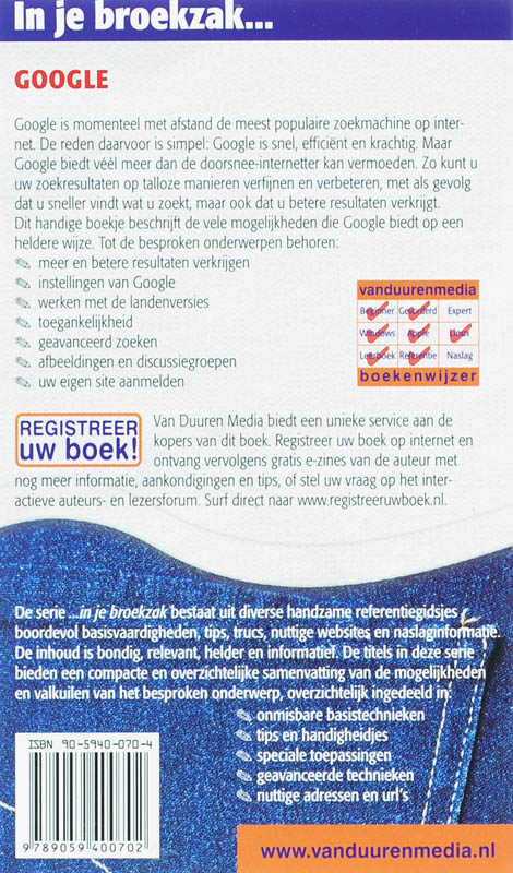 Achterkant van Google in je broekzak