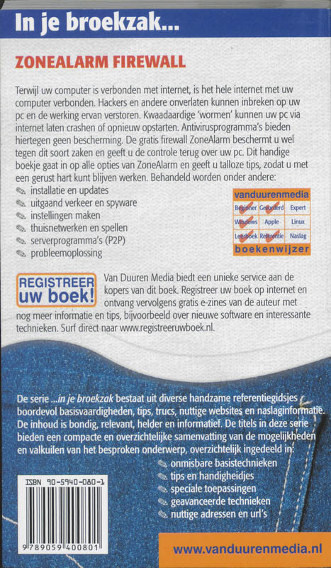 Achterkant van ZoneAlarm Firewall in je broekzak