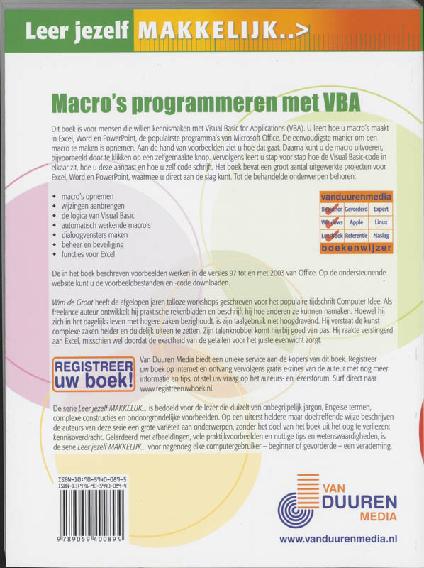 Achterkant van Macro's programmeren met VBA