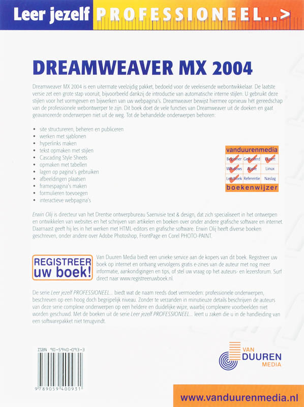 Achterkant van Dreamweaver MX 2004