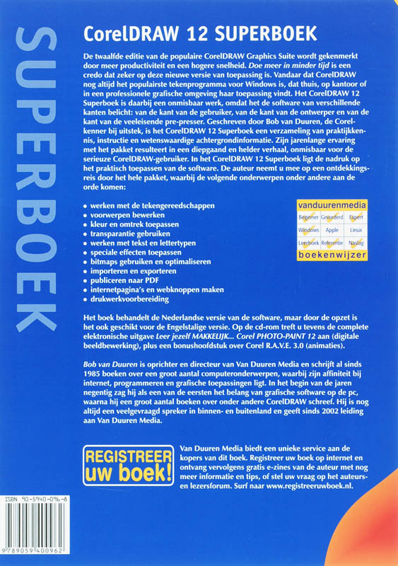 Achterkant van CorelDRAW 12 Superboek