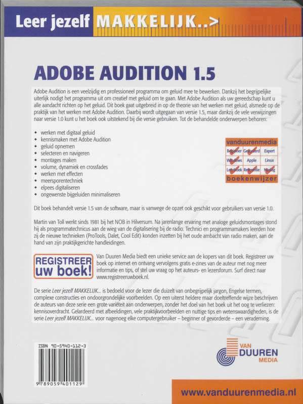 Achterkant van Adobe Audition 1.5