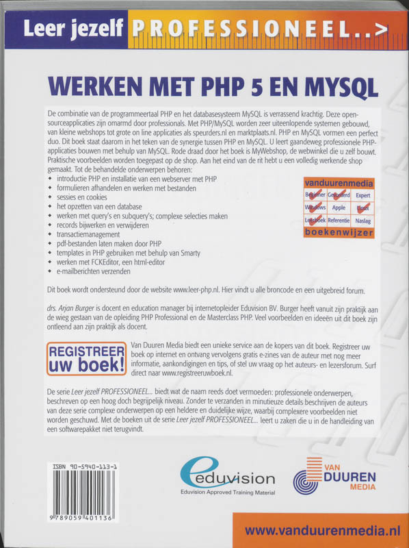 Achterkant van Werken met PHP 5 en MySQL 4
