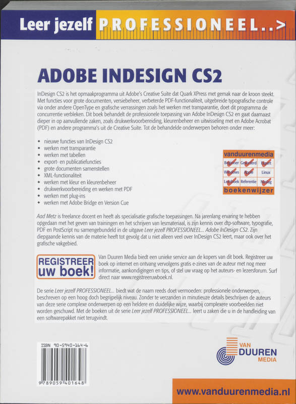 Achterkant van Adobe InDesign CS2