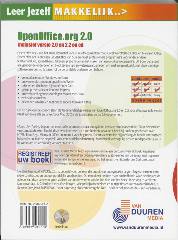 Achterkant van Open Office.org 2.0