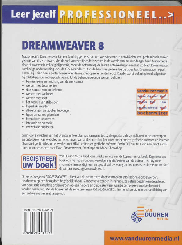 Achterkant van Dreamweaver 8