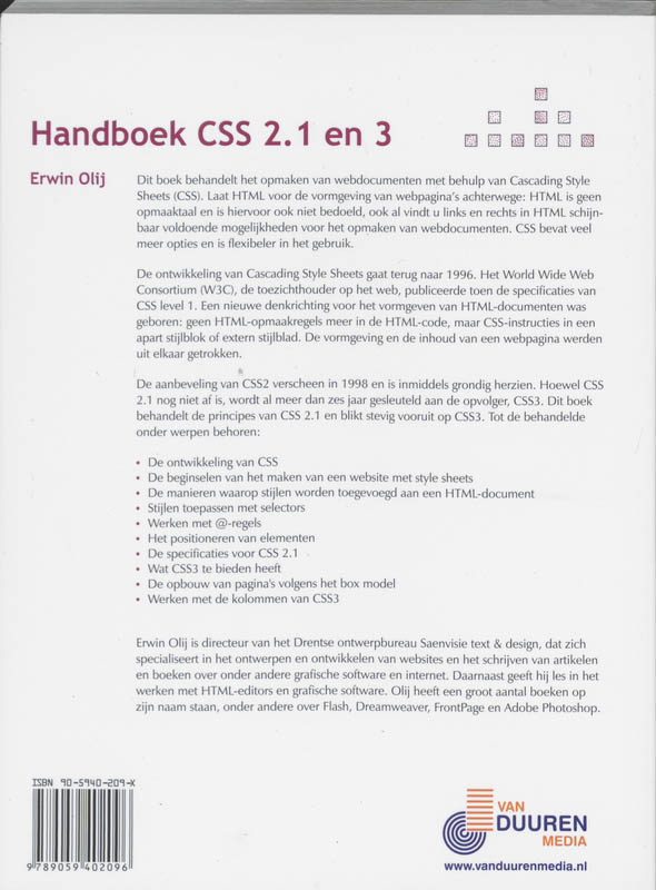 Achterkant van Handboek CSS3