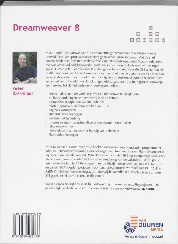 Achterkant van Handboek Dreamweaver 8
