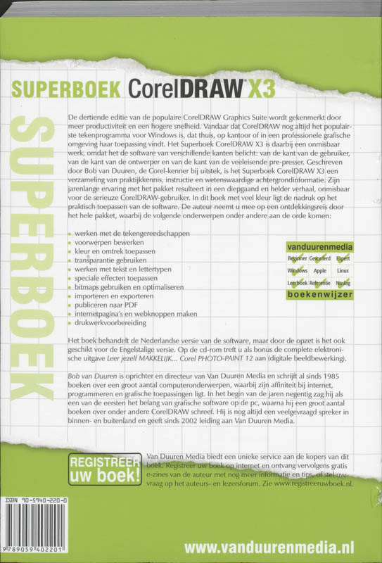 Achterkant van CorelDRAW X3 Superboek