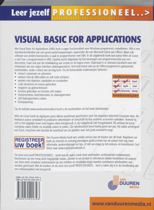 Achterkant van Leer jezelf professioneel Visual Basic voor Applicaties
