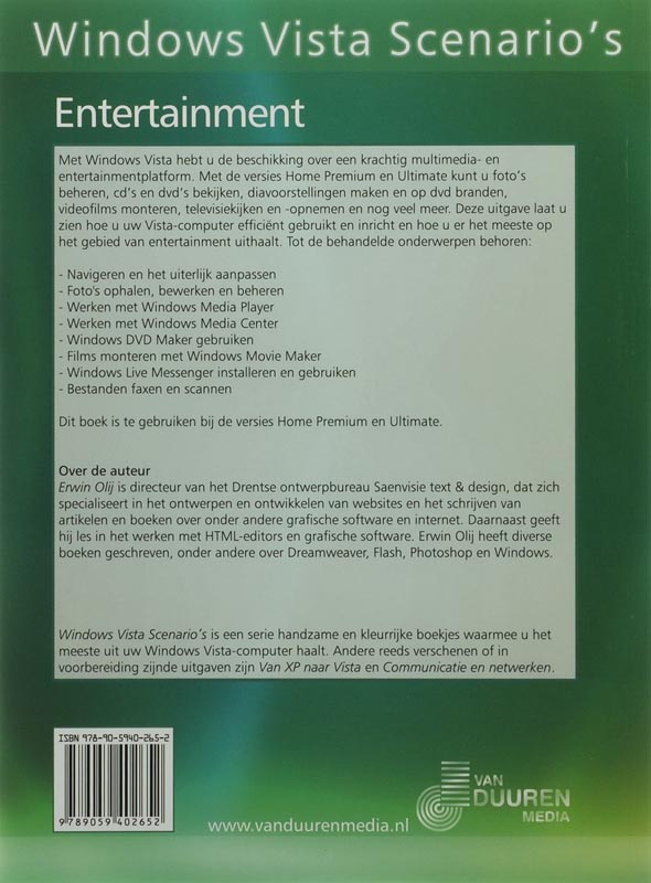 Achterkant van Windows Vista Scenario's Entertainment