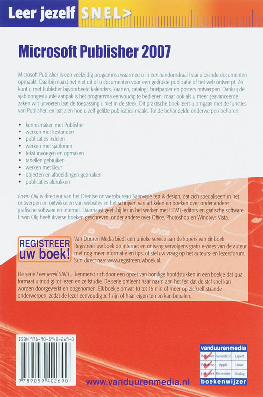 Achterkant van Leer jezelf SNEL MS Publisher 2007