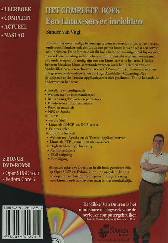 Achterkant van Het Complete Boek Een Linux-server inrichten