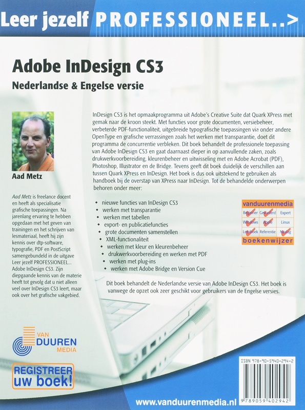 Achterkant van Leer jezelf Professioneel Adobe InDesign CS3