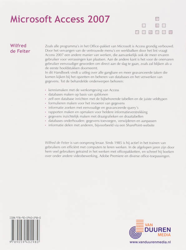 Achterkant van Handboek Microsoft Access 2007 NL
