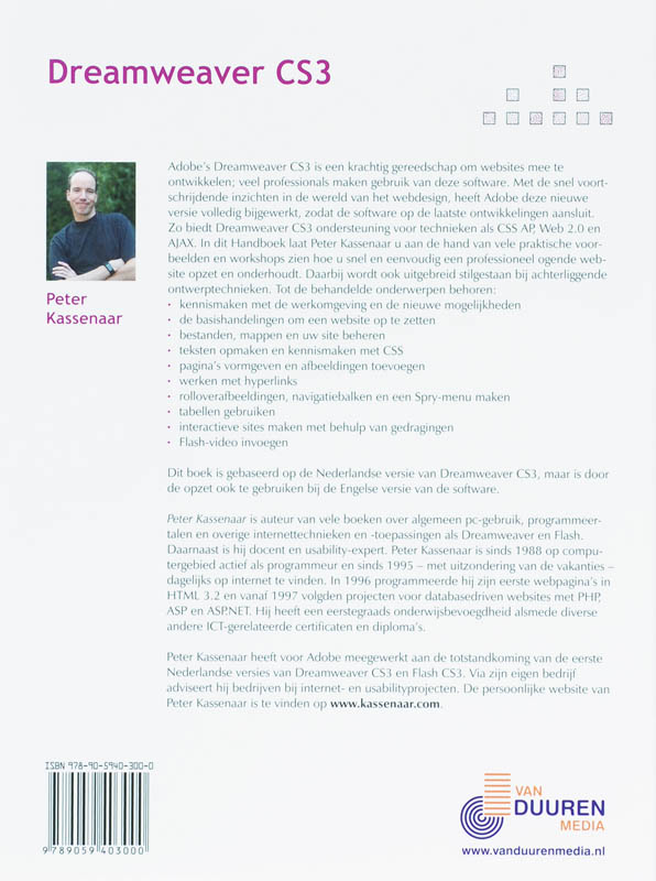 Achterkant van Handboek Adobe Dreamweaver CS3