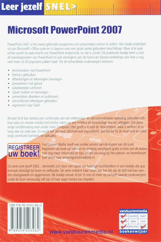 Achterkant van Leer jezelf Snel Microsoft PowerPoint 2007 NL