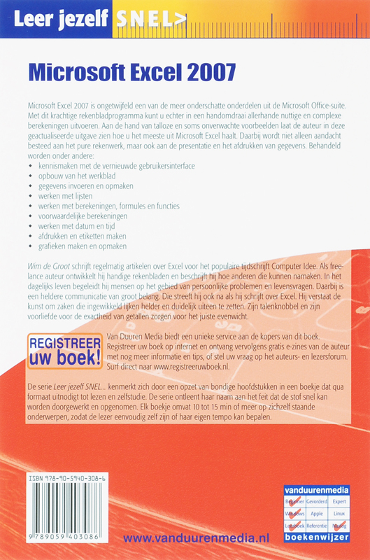 Achterkant van Microsoft Excel 2007