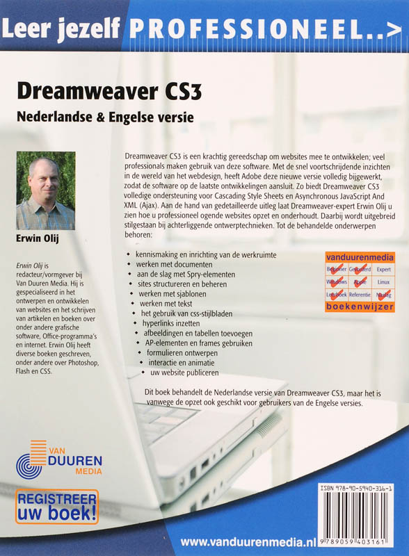Achterkant van Leer jezelf PROFESSIONEEL Dreamweaver CS3
