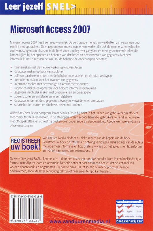 Achterkant van Microsoft Access 2007