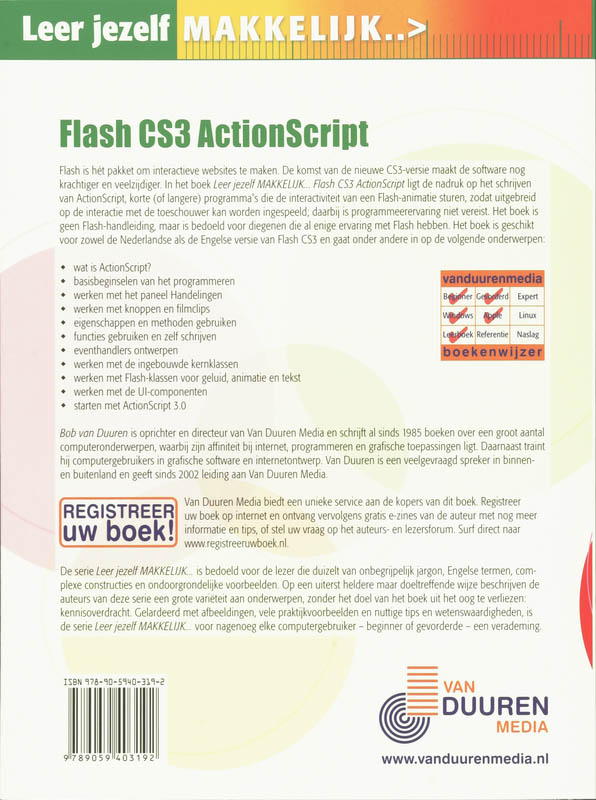 Achterkant van Leer jezelf MAKKELIJK Flash CS3 ActionScript